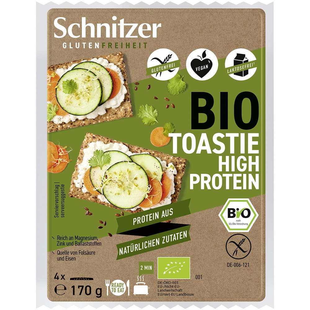 Alimente - Paine bio toast bogata in proteina, 4 felii, fara gluten