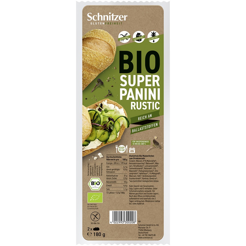 Alimente - Super panini bio rustic, 2 bucati, fara gluten