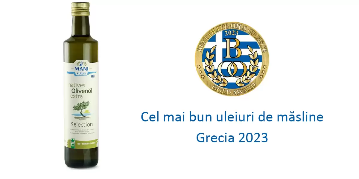 AUR pentru uleiul de masline bio Mani la concursul: Best olive oil Greece 2023