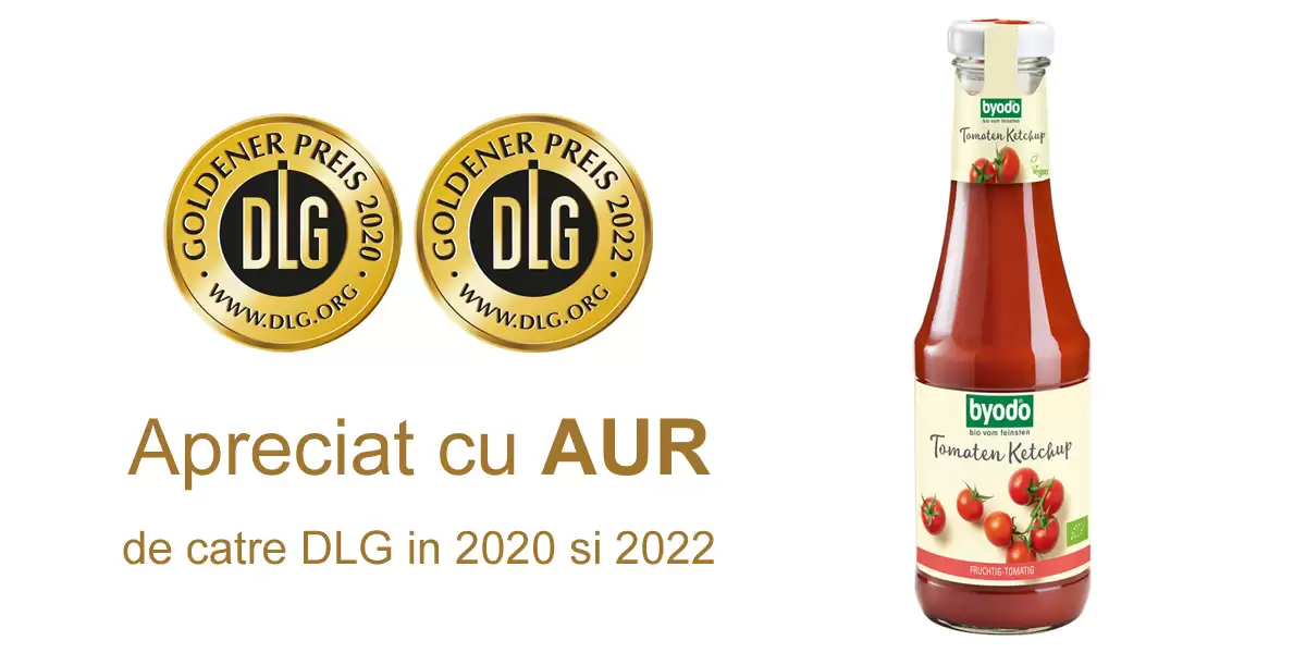 Ketchup-ul bio de la Byodo medaliat cu aur DLG in 2020 si 2022