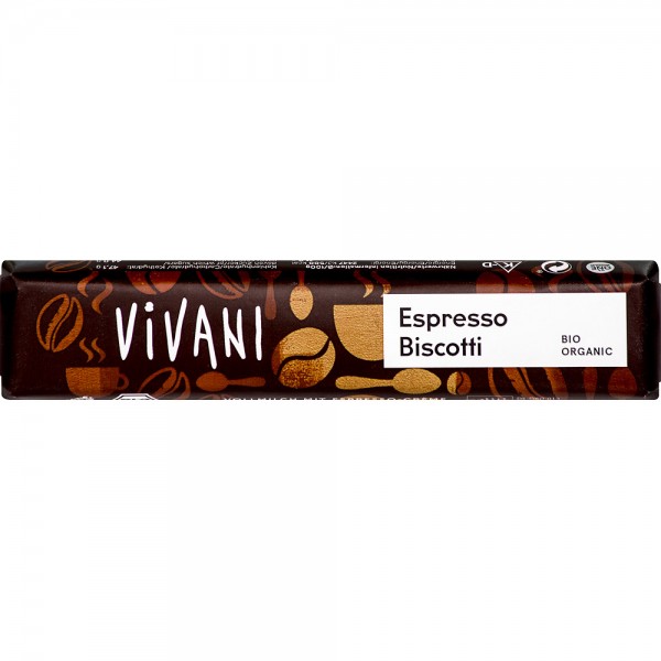Baton de ciocolata espresso biscotti bio Vivani