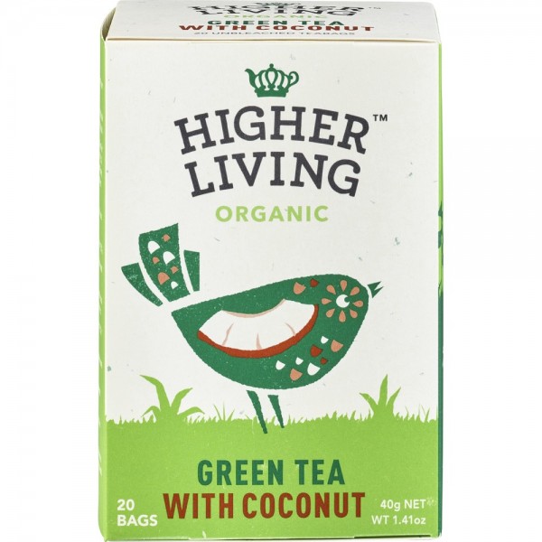 Ceai verde cu cocos 20 plicuri bio Higher Living