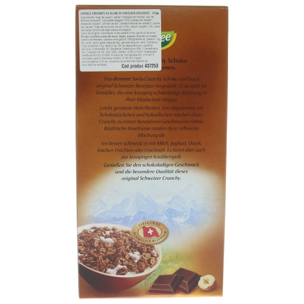 Cereale crocante cu alune si ciocolata bio Dennree