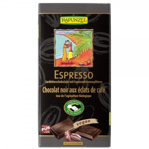 Ciocolata amaruie cu espresso 51% cacao, vegana bio Rapunzel