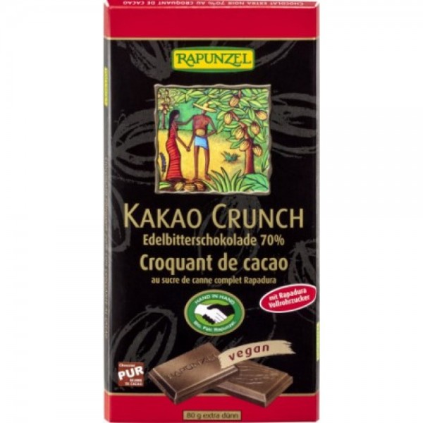 Ciocolata neagra crocanta, vegana bio Rapunzel