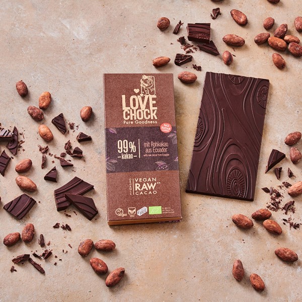 Ciocolata RAW VEGANA extreme dark 99% cacao bio Lovechock