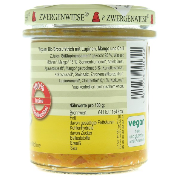 Lupi Love crema tartinabila din lupin cu mango si chili fara gluten bio Zwergenwiese