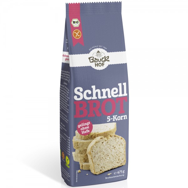 Mix din 5 cereale pentru paine rapida, fara gluten bio BauckHof