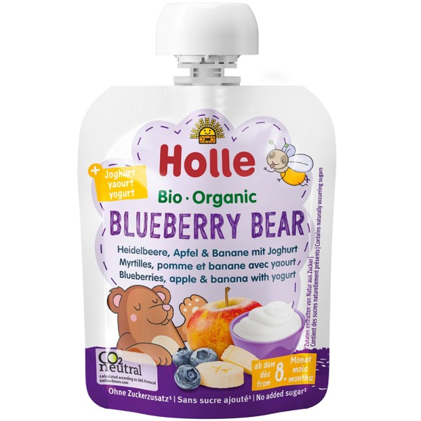 Piure de afine, mere si banana cu iaurt pentru copii, +8 luni bio Holle