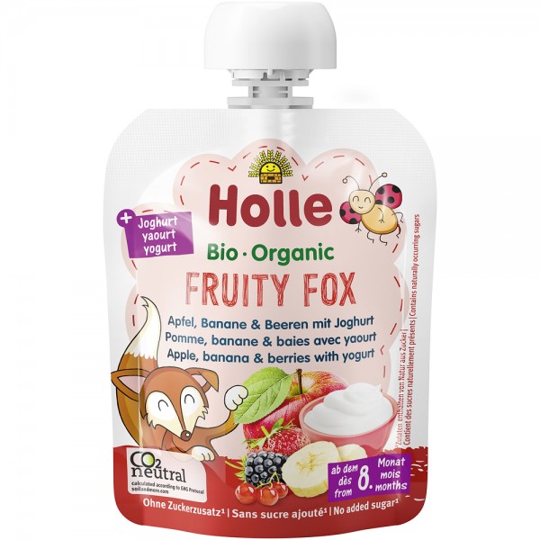 Piure de mere, banana si fructe de padure, cu iaurt pentru copii, +8 luni bio Holle