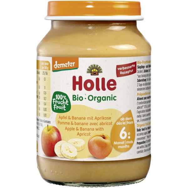 Piure de mere, banane si caise pentru copii, + 6 luni bio Holle