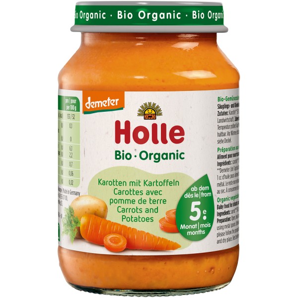 Piure de morcov cu cartofi, pentru copii, fara gluten, +5 luni bio Holle