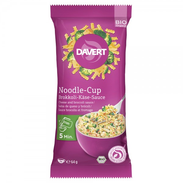 Portie de paste cu broccoli si sos de branza bio Davert