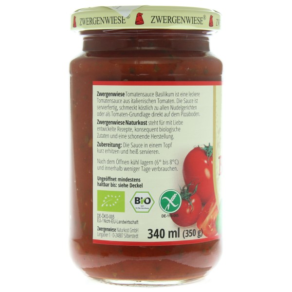 Sos de tomate cu busuioc fara gluten bio Zwergenwiese