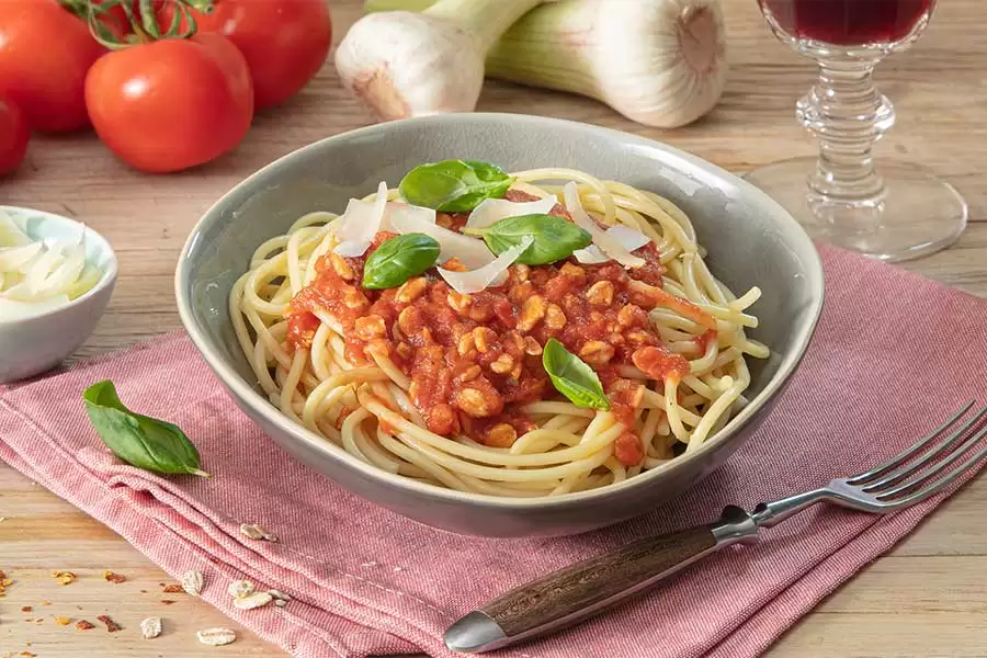 Rețetă Spaghete bolognese bio cu fulgi din 4 cereale, vegane