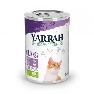 Bucati de hrana cu carne de pui si curcan pentru pisici Yarrah