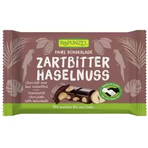 Ciocolata amaruie 60% cacao si alune intregi, vegana bio Rapunzel