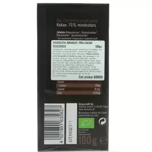 Ciocolata amaruie 70% cacao bio Dennree