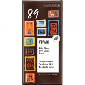 Ciocolata amaruie cu 89% cacao Peru, vagana bio Vivani