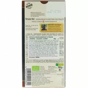 Ciocolata Nirwana neagra cu praline 55% cacao, vegana bio Rapunzel