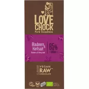 Ciocolata raw vegana cu afine si seminte de canepa bio Lovechock